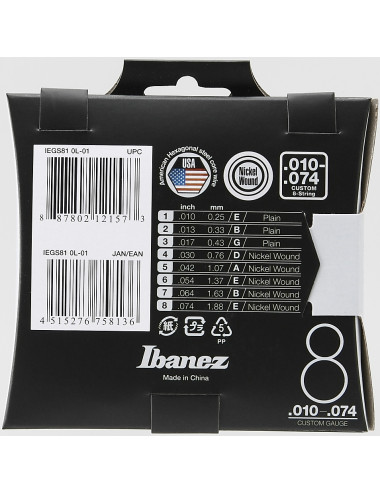 Ibanez IEGS81 10-74 Nickel Wound 8-String