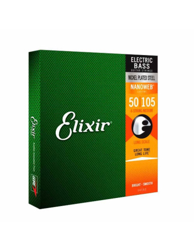 Elixir 14102 Medium 50-105, Long Scale Electric Bass Strings - struny do basu 4-strunowego