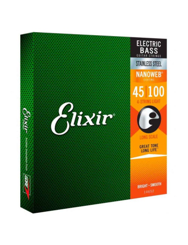 Elixir 14652 Light 45-100, Long Scale Electric Bass Strings - struny do basu 4-strunowego