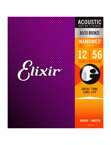 Elixir 11077 NW 12-56 80/20 Bronze struny