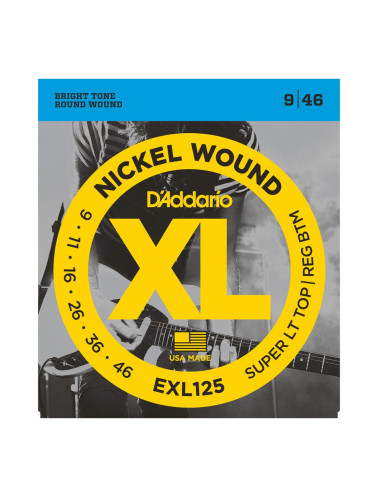 D\'Addario EXL125 Nickel Wound, Super Light Top/ Regular Bottom, 9-46