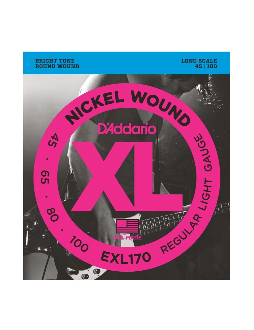 D\'Addario EXL170 Nickel Wound Bass, Light, 45-100
