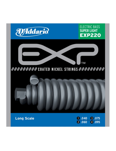 D\'Addario EXP220 Coated Nickel Wound Bass, Super Light, 40-95, Long Scale