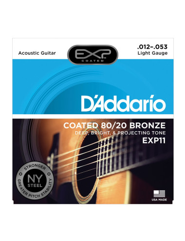 D\'Addario EXP11 Coated 80/20 Bronze, Light, 12-53