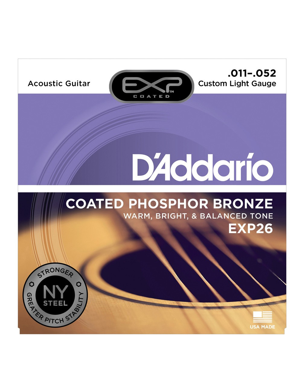 D\'Addario EXP26 Coated Phosphor Bronze, Custom Light, 11-52