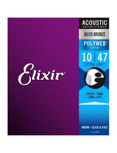 Elixir 11000 Extra Light 10-47 80/20 Bronze Polyweb