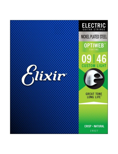 Elixir 19027 Optiweb Custom Light 09-46 Electric Nickel Plated Steel