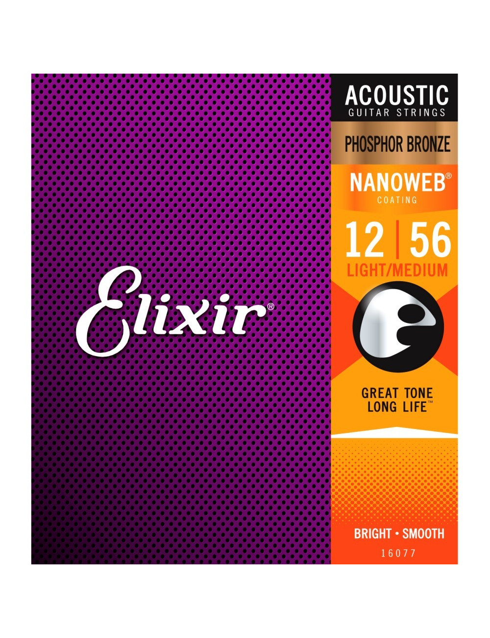 Elixir 16077 Light/Medium 12-56 Phosphor Bronze NANOWEB®