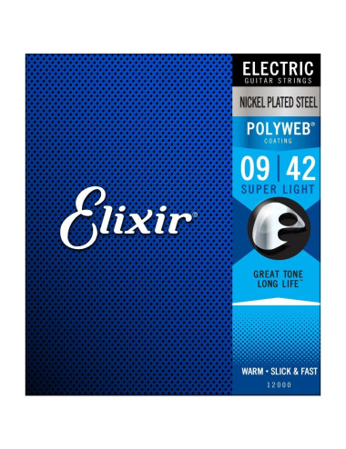 Elixir 12000 Super Light 09-42 Electric Nickel Plated Steel POLYWEB®