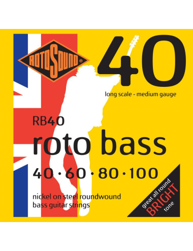 Rotosound RB40 Nickel On Steel 40-100, Long Scale